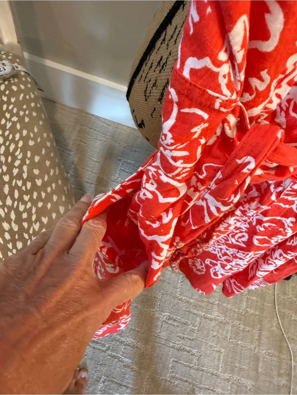 Free People Red & White Floral Button-Front Mini Dress